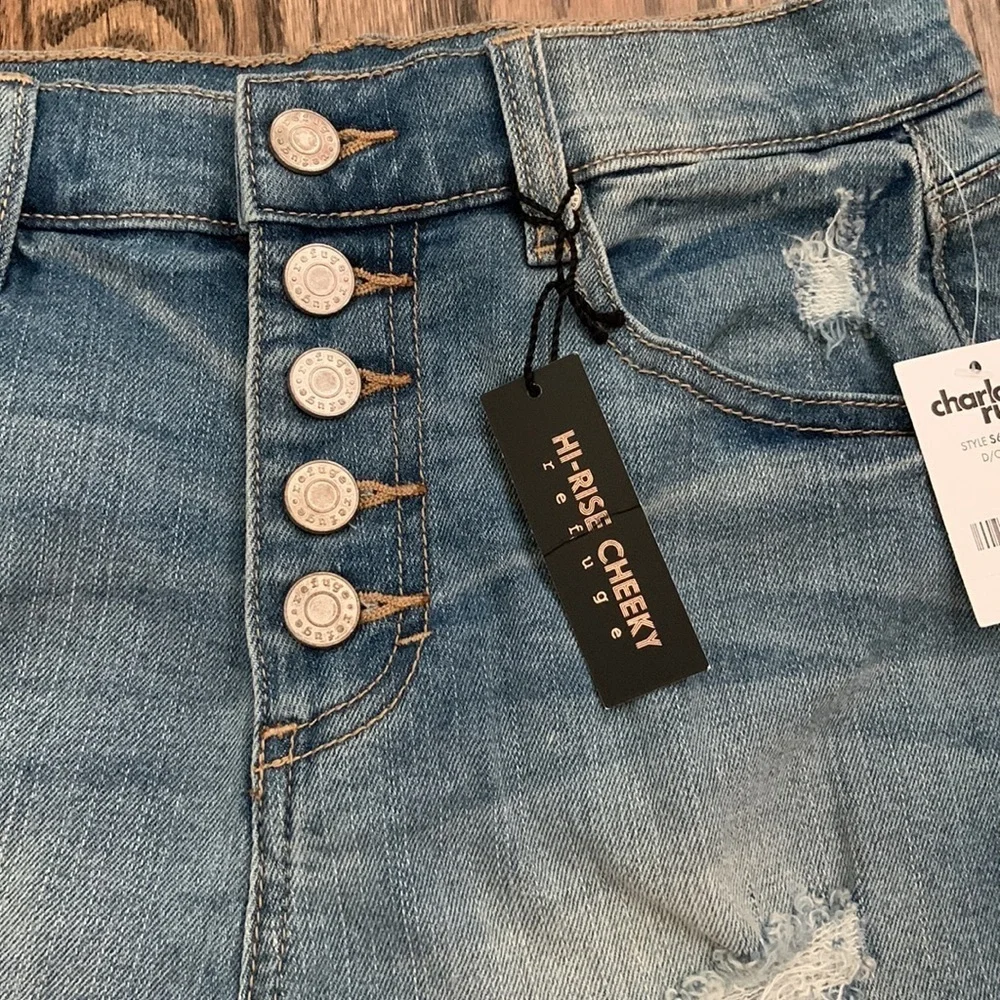 Refuge Distressed Hi-rise Cheeky Jean Shorts - Picture 4 of 6